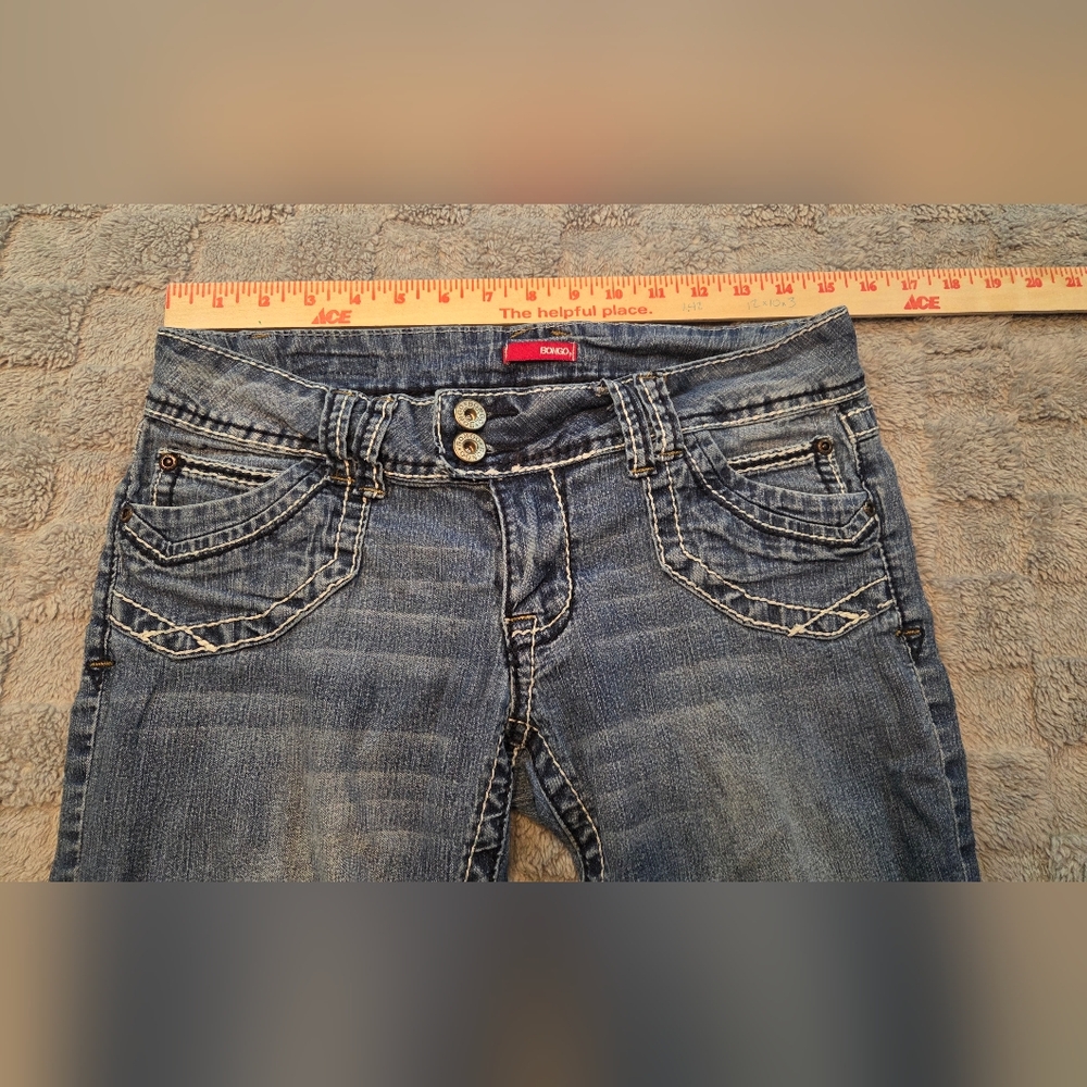 Bongo Jeans Womens 11W Embroidered Flap Pockets Y2K Retro Cute Flashback - Picture 4 of 10